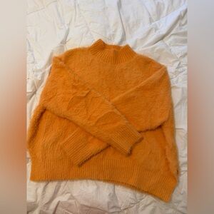 Mi Ami Fuzzy Knit Mock Neck Sweater Orange – Size M